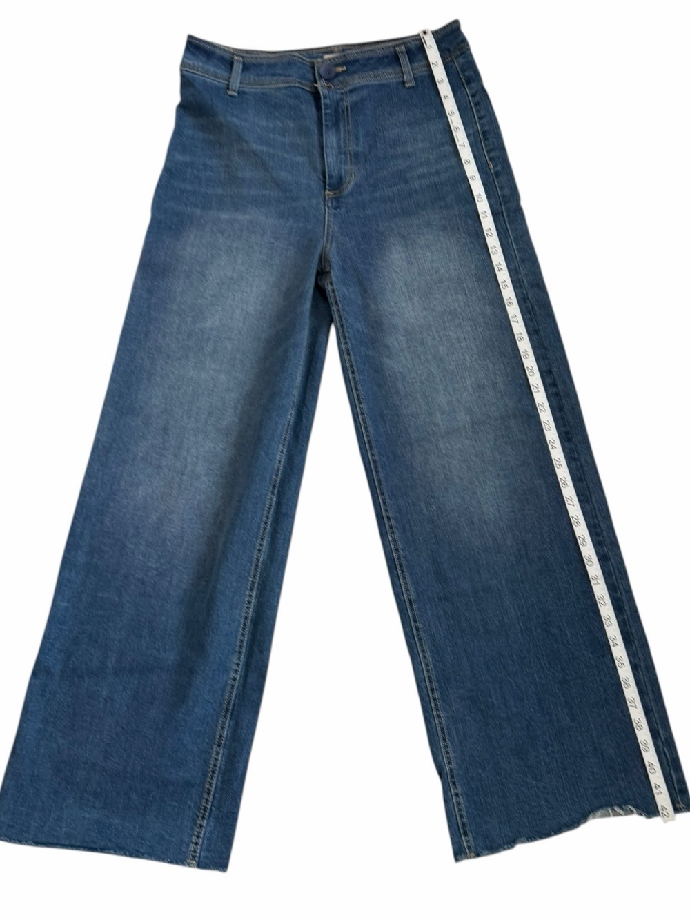 OAT New York High-Rise Wide-Leg Raw Hem Denim Jeans Size 10 / 30 - Picture 12 of 12